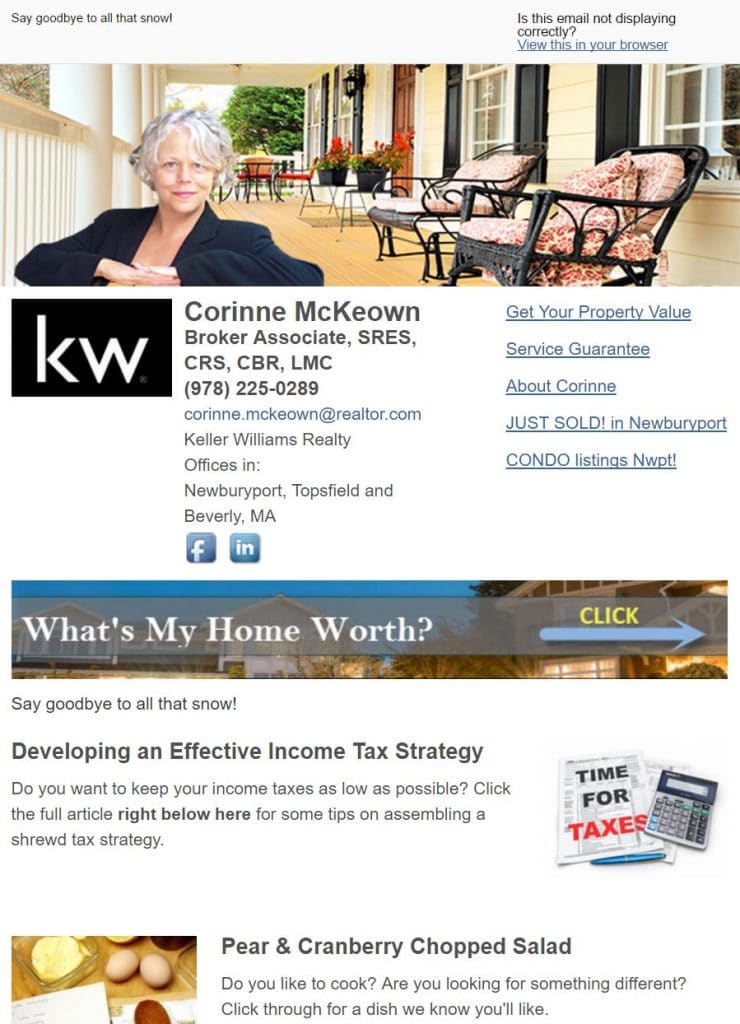Corinne McKeown real estate e-mail newsletter Columbia Green Board of Realtors